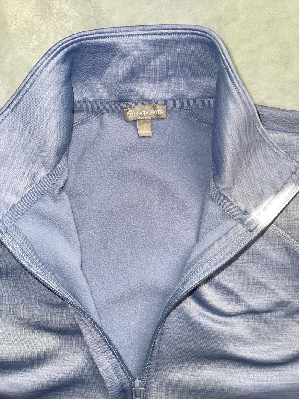 Talbots Light Blue Zip-Front Pullover - Picture 3 of 5